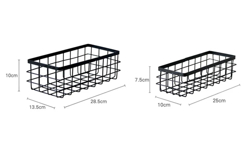 Metal Storage Basket, Black and White, Office Desktop, Cosmetic Sorting Baskets, Kitchen Seasoning Jar Organizer, Iron Box - vue 6 sur 10