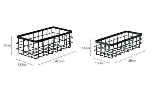 Metal Storage Basket, Black and White, Office Desktop, Cosmetic Sorting Baskets, Kitchen Seasoning Jar Organizer, Iron Box - vue 7 sur 10