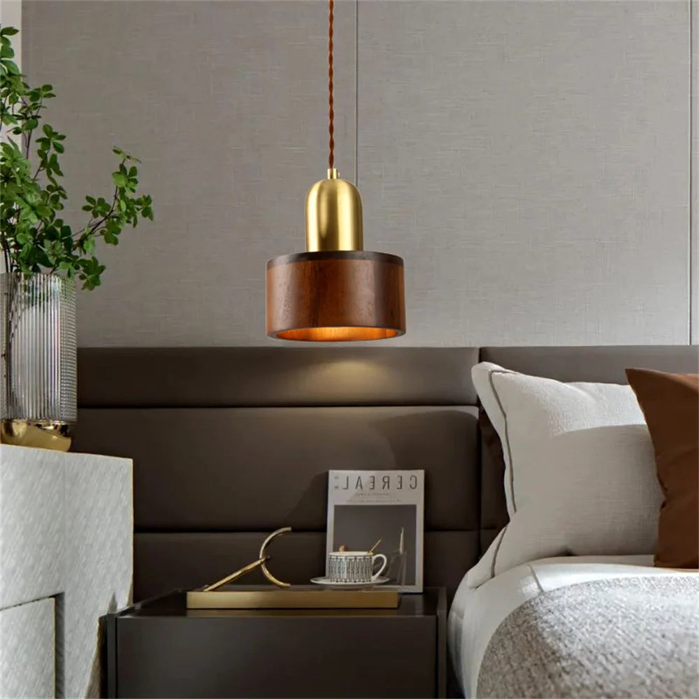 Nordique moderne suspension LED luminaire en laiton en bois Loft cuisine île lampe suspendue décoration de la maison éclairage Suspension Design - vue 3 sur 17
