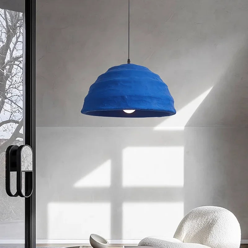 Designer Wabi Sabi Bar Decoration Handmade Pendant Light Nordic Restaurant Chandelier Minimalist Klein Blue Bedroom Bedside Lamp - vue 2 sur 8