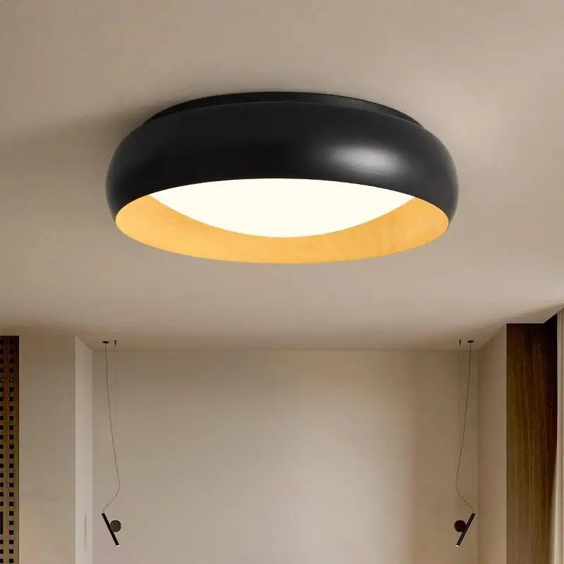 lampe minimaliste japonaise rétro circulaire anti éblouissement éclairage doux - vue 4 sur 12
