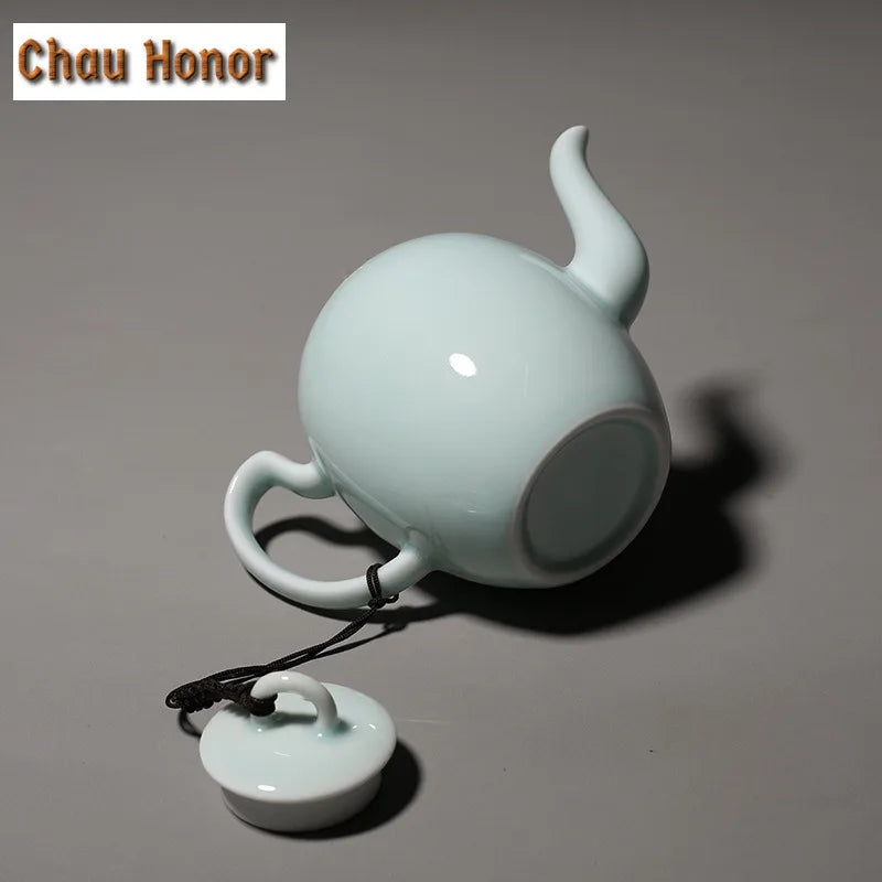 Theiere porcelaine artisanale style kung fu avec accessoires - vue 6 sur 7