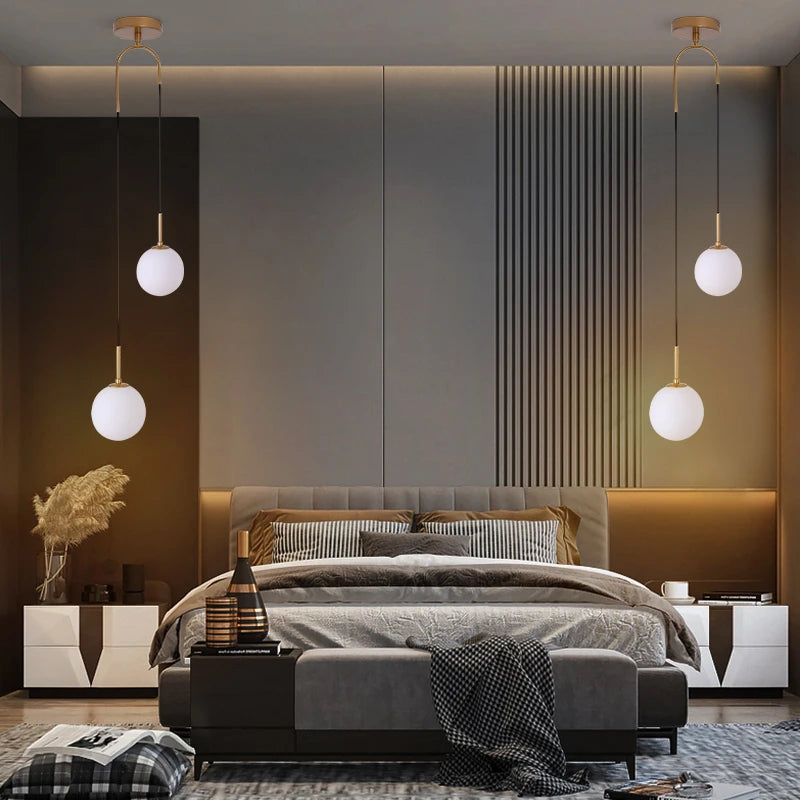 Nordique PENDENTIF LED Lumières Chambre Chevet Restaurant Bar Simple Salon Fond Mur Créatif Bar Décor Suspension - vue 5 sur 9