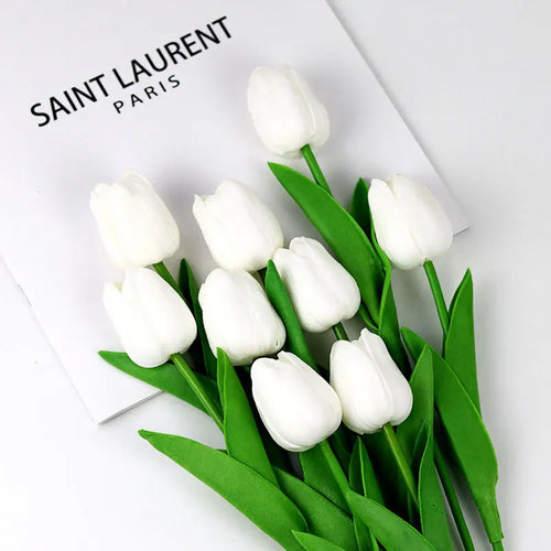 5 Bundles Vibrant Real Touch Artificial Tulips -Faux Flowers - &Home Accent - Weddings,Mother's Day,Valentine's Day - vue 2 sur 10