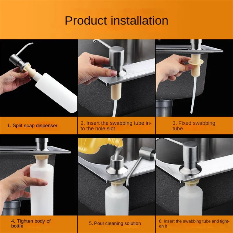 distributeur de savon liquide en acier inoxydable pour cuisine 350 ml - vue 3 sur 8