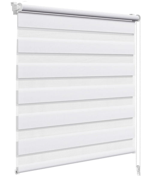 Store enrouleur double couche occultant style zebra moderne