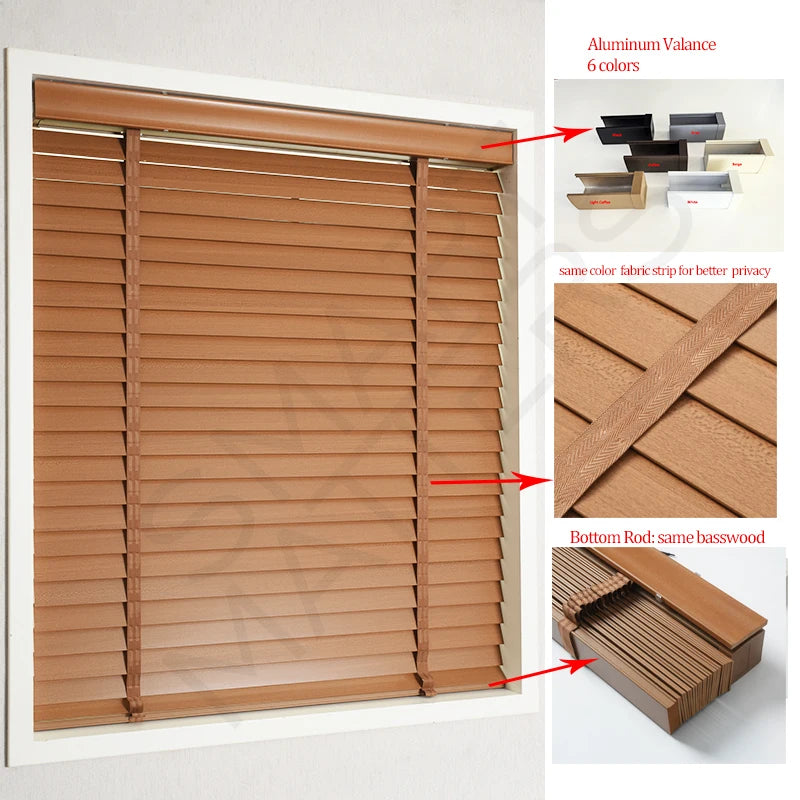 Store vénitien bois horizontal sans cordon salon moderne