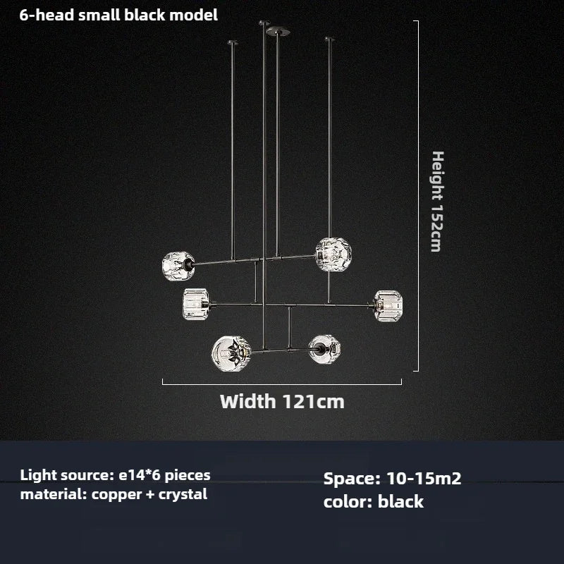 lustre en cristal de style américain en cuivre moderne - vue 10 sur 10