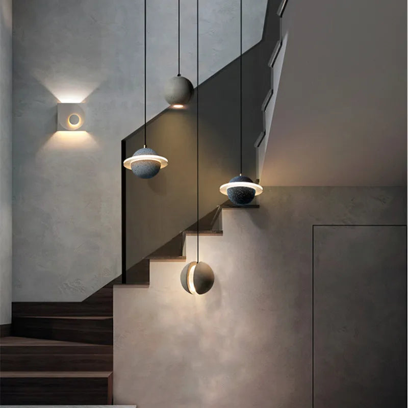 Planète marbre suspension salon chambre allée couloir chambre d'enfants décor lustre lampe Restaurant hôtel suspension - vue 5 sur 24