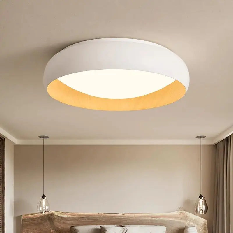 lampe minimaliste japonaise rétro circulaire anti éblouissement éclairage doux - vue 5 sur 12