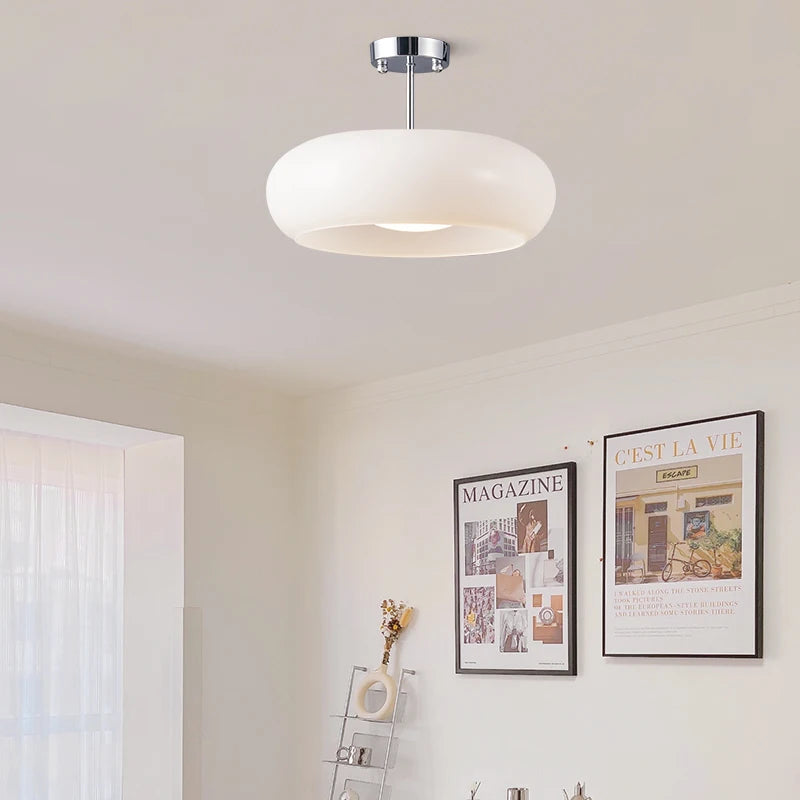 IWHD nordique plafond moderne à LEDs lampe maison éclairage intérieur chambre salon salle à manger cuivre jaune verre abat-jour lampara - vue 4 sur 20