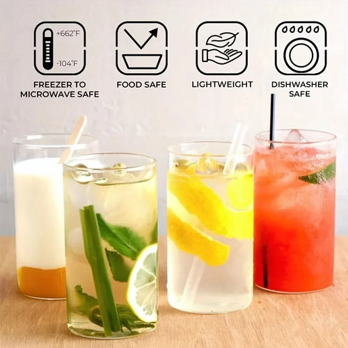 Verre transparent forme allongee style moderne pour boissons