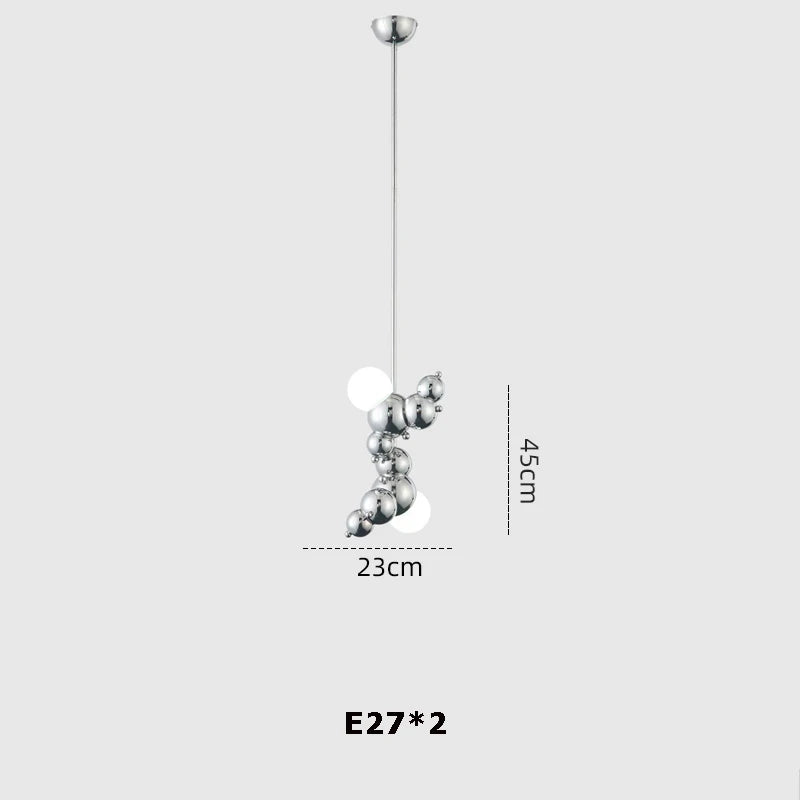 suspension design art déco en or chromé pour éclairage moderne - vue 9 sur 16