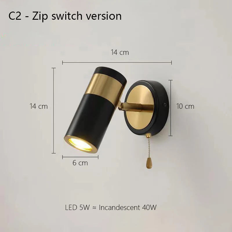 Adjustable Nordic wall lamp modern minimalist rotating LED light - vue 8 sur 15