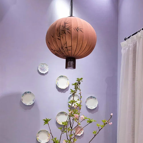 lustre en tissu japonais style médiéval zen pour décoration intérieure - vue 6 sur 18