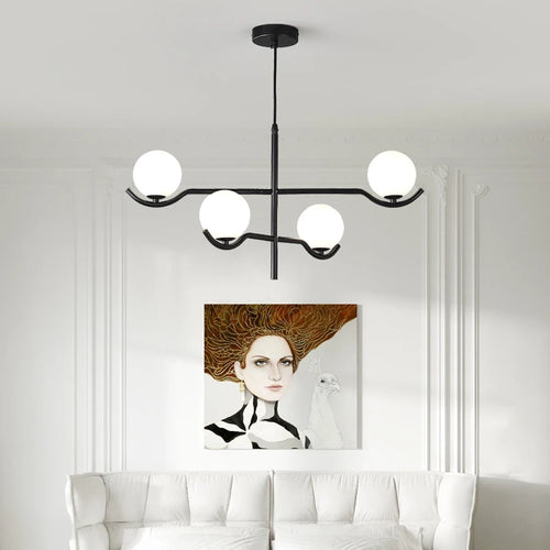 lustre design moderne en verre avec structure métallique