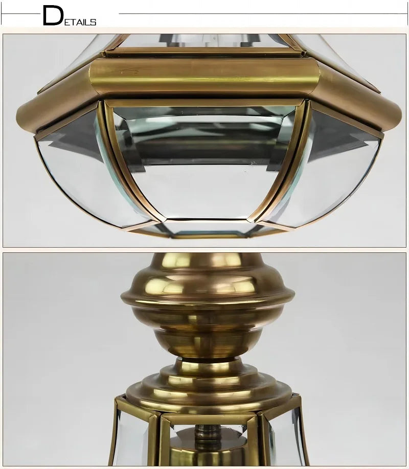 suspension extérieure Style américain Rural plein cuivre étanche lustre Villa porche solarium/couloir/balcon pavillon pavillon lampe en laiton - vue 7 sur 9