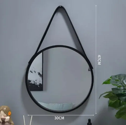 miroir mural rond avec bordure en bois épais