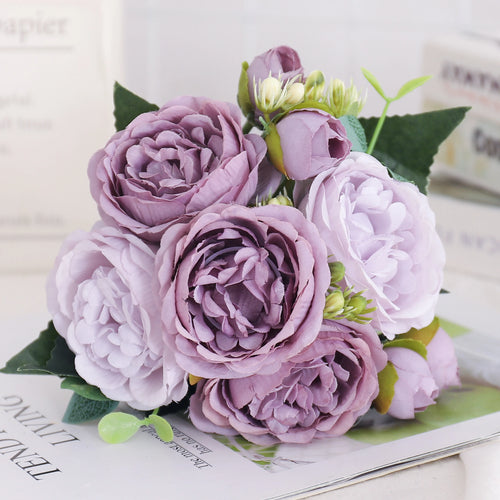 fleurs artificielles soie pivoine hortensia décoration mariage bouquet - vue 18 sur 40