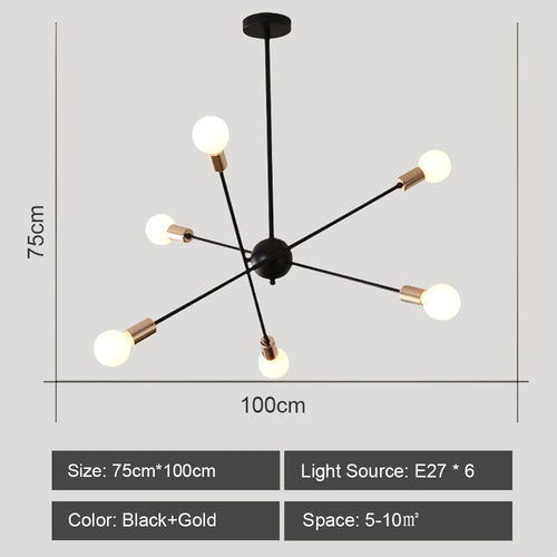 lustre moderne nordique sputnik avec éclairage led intérieur - vue 17 sur 16