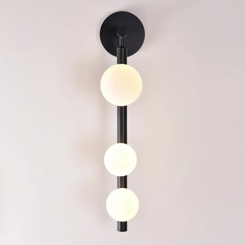 Appliques murales boule de verre blanc pour salon café chambre or noir perle applique murale salle de bain LED miroir lumière - vue 4 sur 8