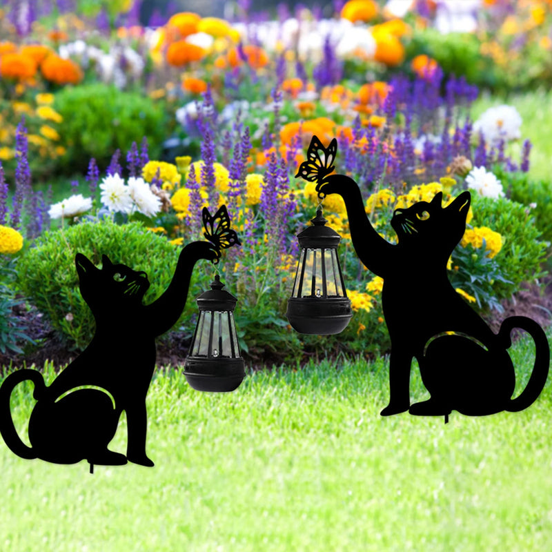 lanterne solaire suspendue silhouette de chat décorative étanche multifonctionnelle