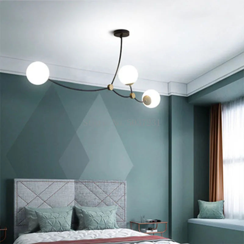 lustre moléculaire nordique suspension lumière magique haricot led - vue 5 sur 12