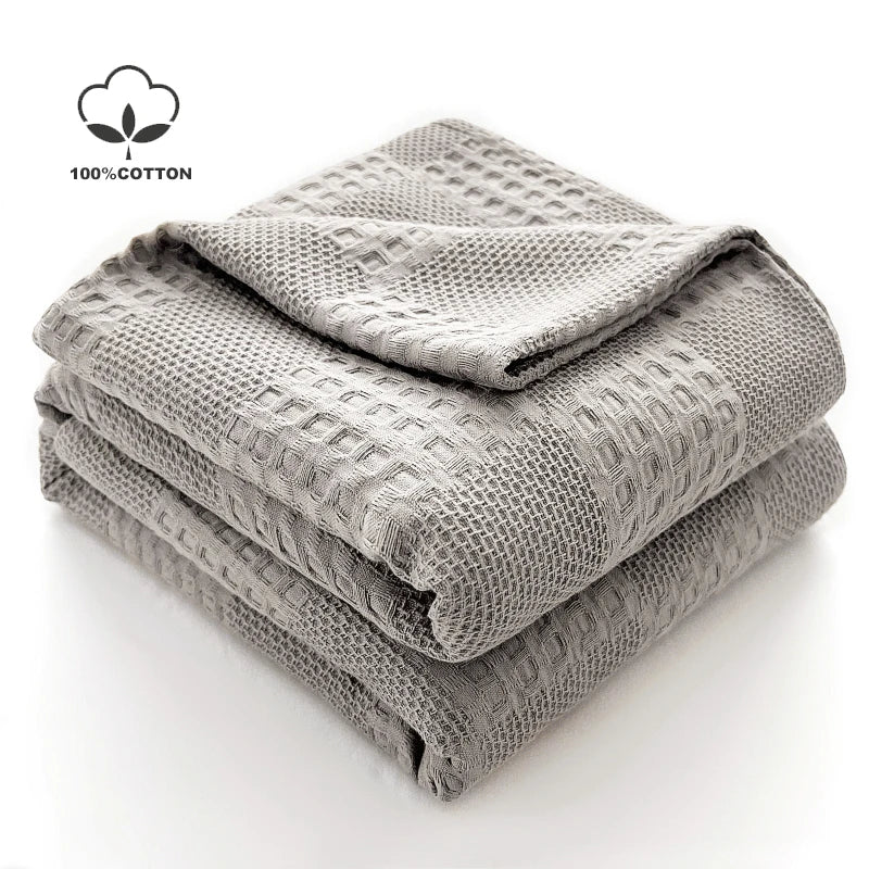 Plaid coton gaufré léger décoratif canapé chambre été - vue 2 sur 7