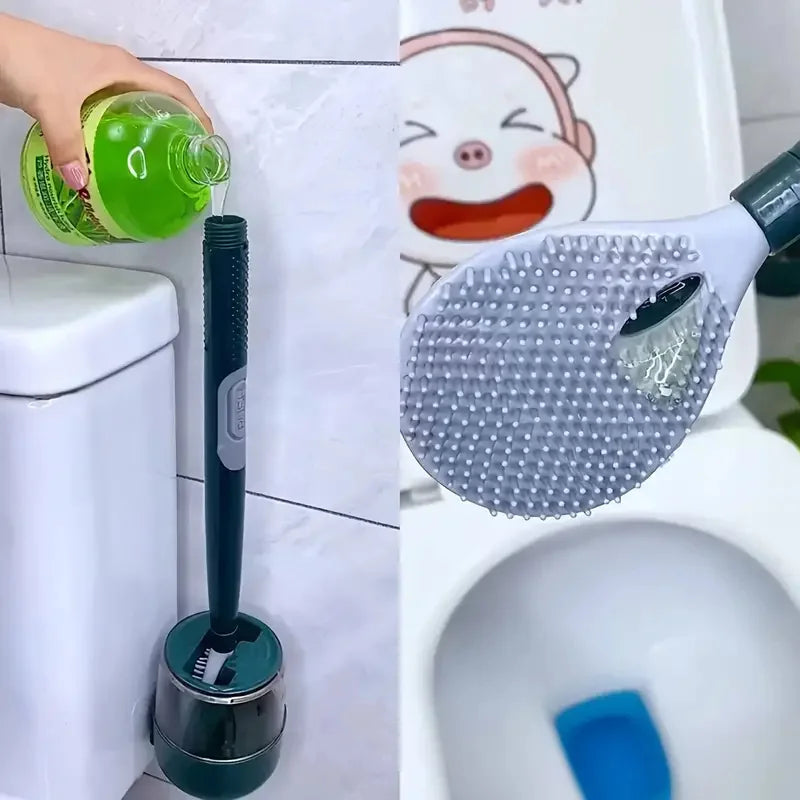 ensemble brosse de toilette avec support mural et manche long - vue 5 sur 8