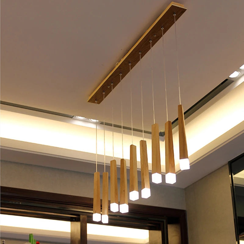 lustre suspendu moderne en bois pour tous les espaces - vue 5 sur 14