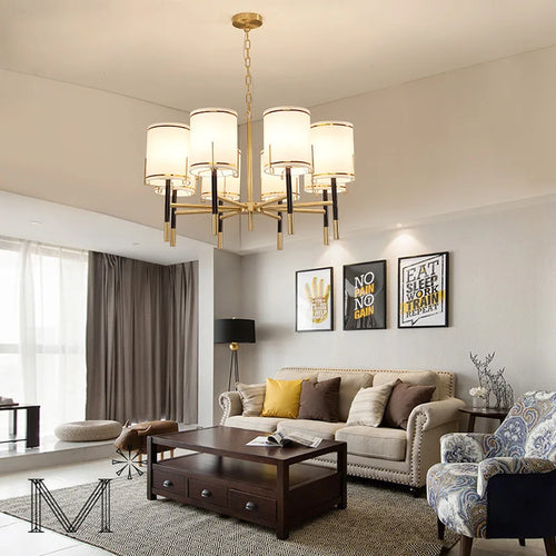 Lustre design luxe Cuivre avec abat-jour style américain - vue 5 sur 6