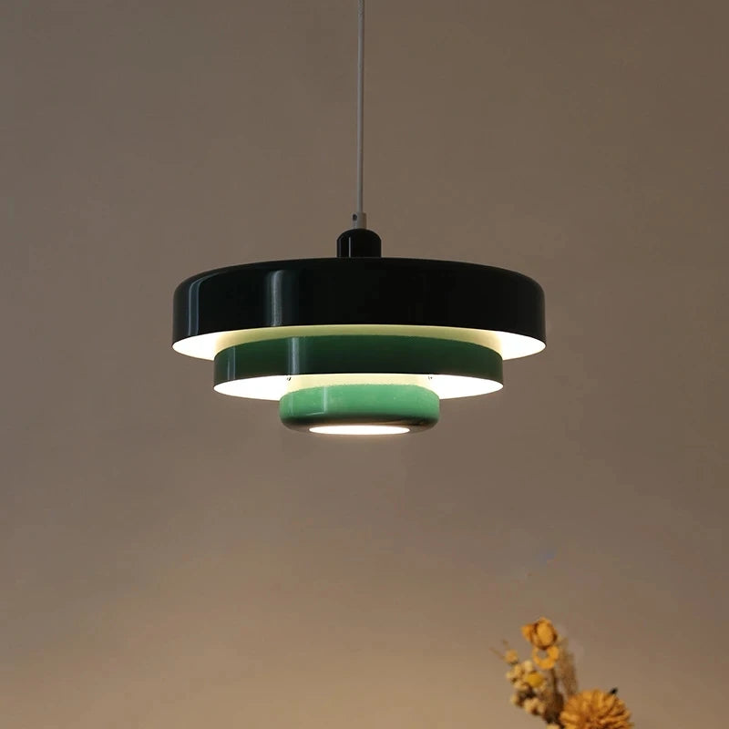 Danish retro multicolour medieval style chandelier orange Bauhaus pendant for restaurant, study, café, coffee table and bar - vue 4 sur 9