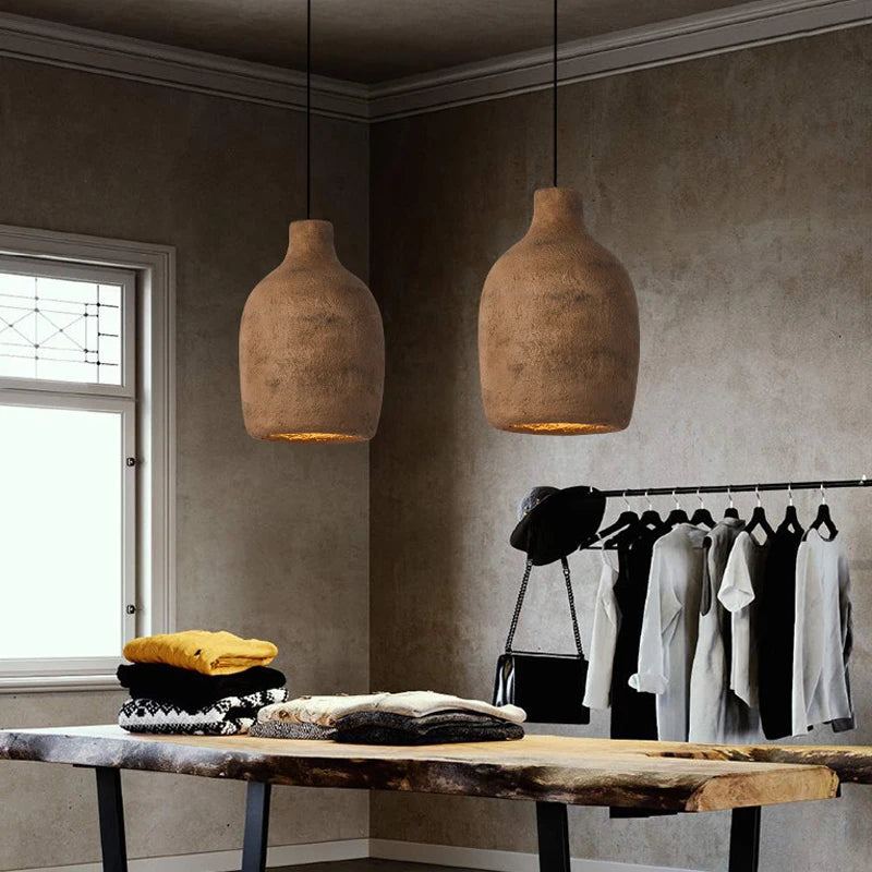 suspension led design rétro nordique wabi sabi pour décoration maison - vue 4 sur 8