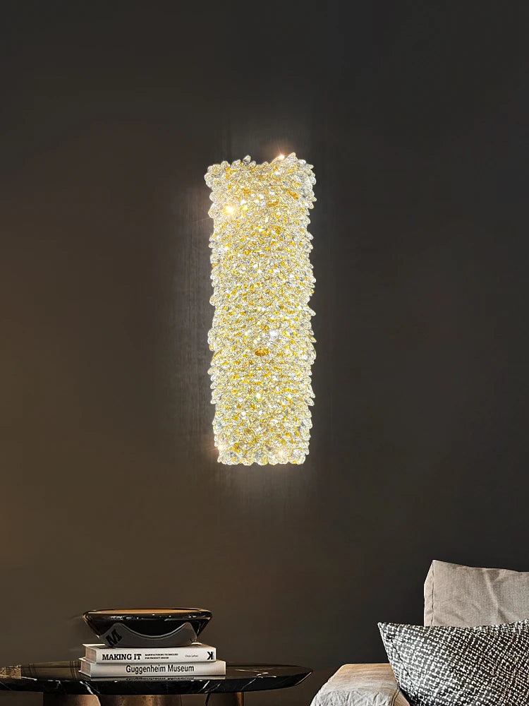 applique murale en métal doré avec ampoule en cristal clair fil réglable - vue 6 sur 9