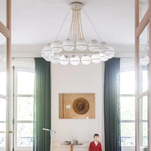 Minimalist glass chandelier for elegant interior decoration - vue 5 sur 12