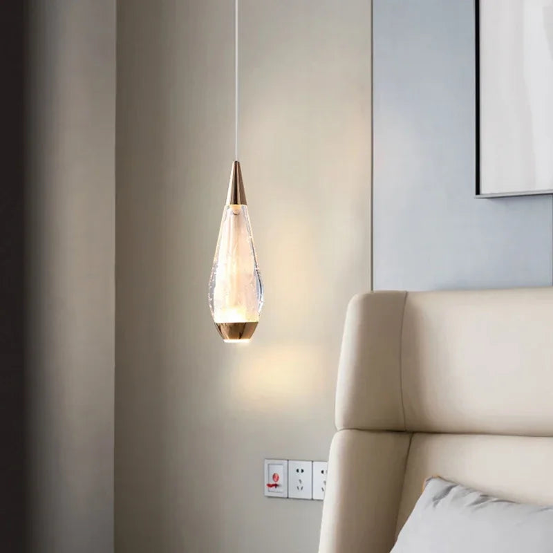 Lamp Modern 3-Lights Kitchen Island Pendant Lighting, Mini LED Light Fixtures Gold Crystal Hanging Light Fixture For Bedside R - vue 4 sur 9