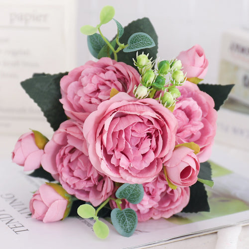 fleurs artificielles soie pivoine hortensia décoration mariage bouquet - vue 35 sur 40