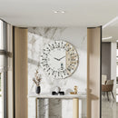 Wisfor Large Modern Wall Clock 32 Inch Round Beveled Glass Edge Wall Mirror with Clock for Modern Living Room,Home Interiors
