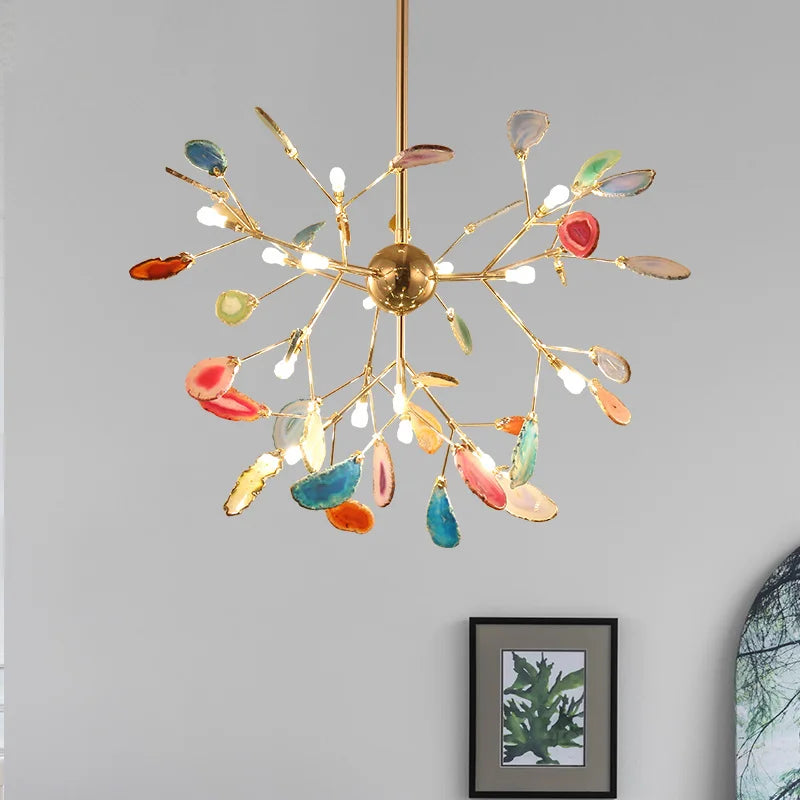 plafonnier led en agate naturelle pour décoration romantique intérieure - vue 4 sur 9