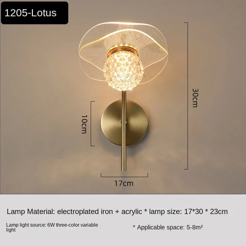 Lampe de applique murale LED en cristal nordique salon chambre fond applique murale couloir allée grenier lampes de chevet maison luminaire moderne