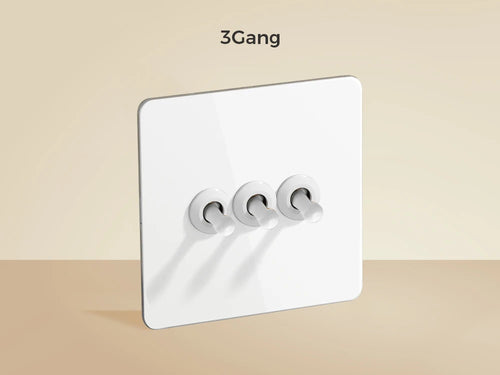 Interrupteur triple 3 voies en acier blanc mat bords arrondis