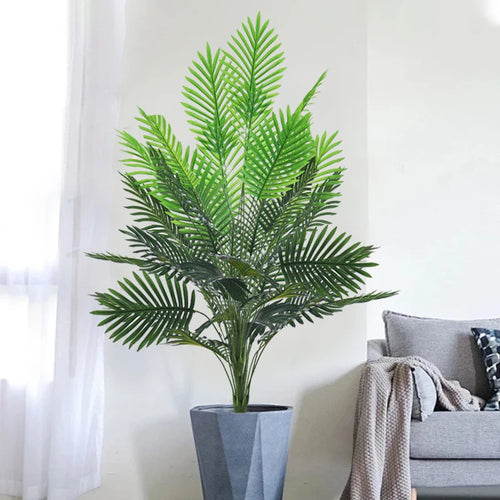 palmier artificiel en plastique avec feuilles de monstera pour jardin