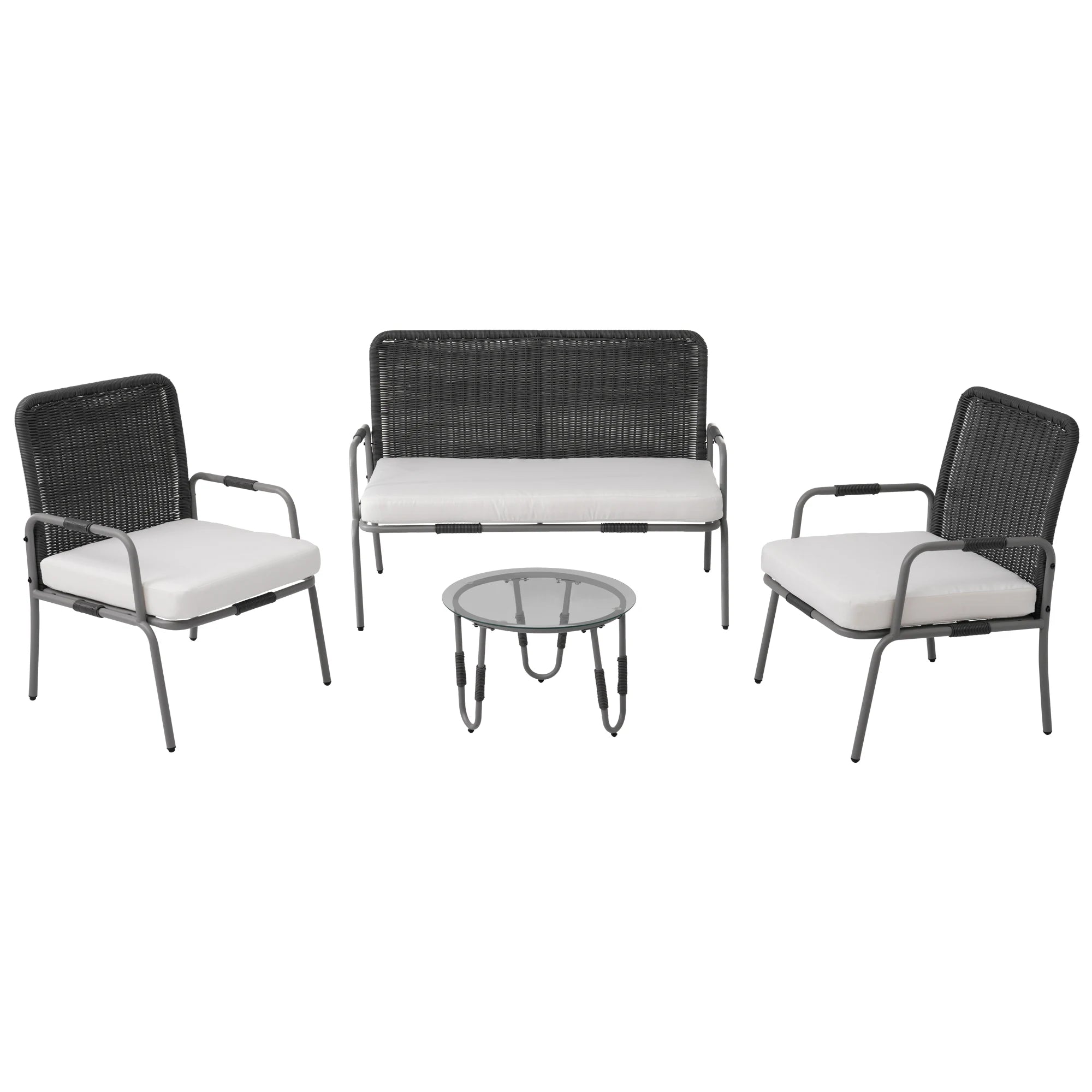 Poly Rattan Seating Group, Garden Furniture Seating Set garden Sets, garden Lounge for 4, with armchair, coffee table &amp; Cushions - vue 6 sur 6