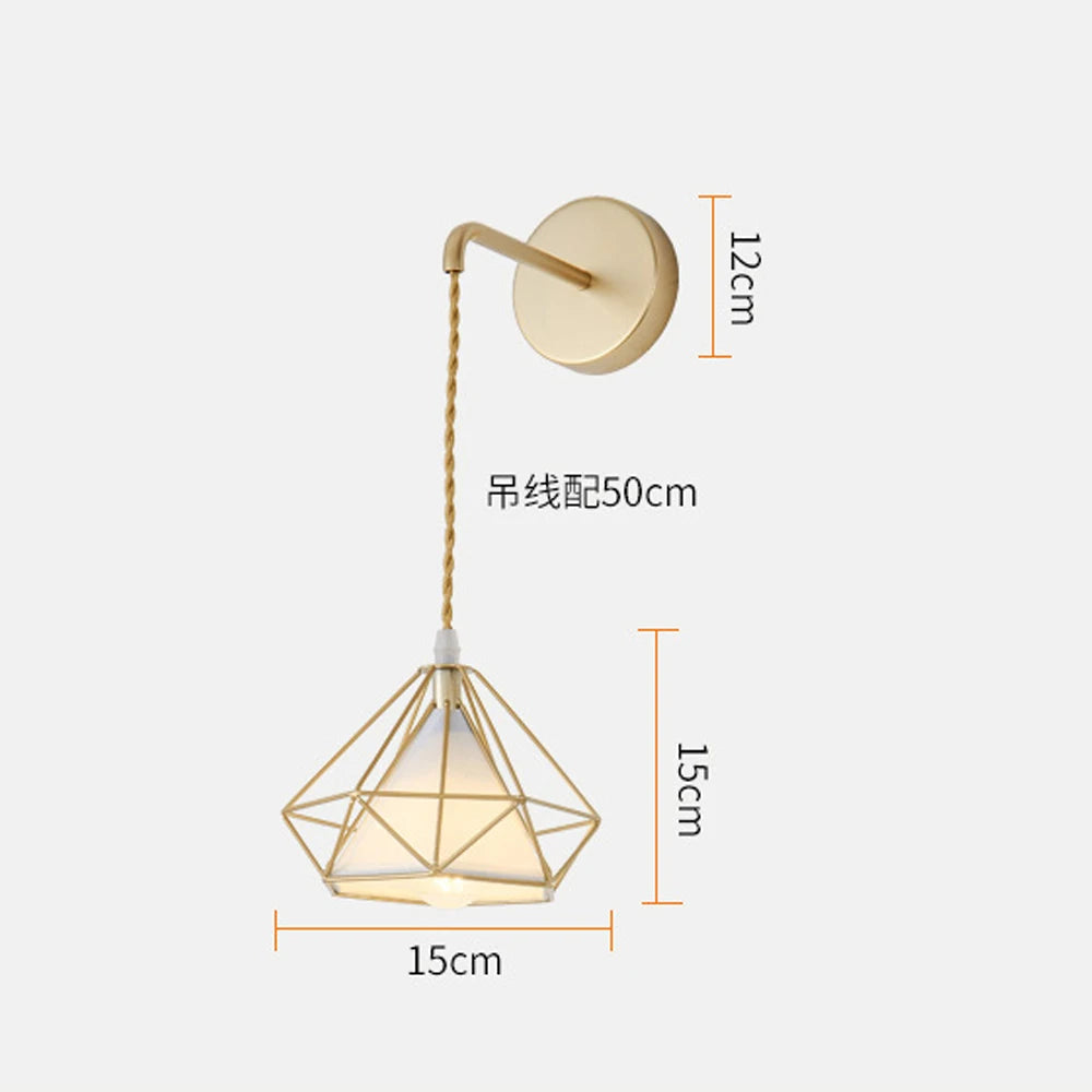 Modern nordic wall light with lampshade for bedroom and living room