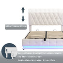 Upholstered Bed 140 x 200 cm with LED Lighting, Double Bed with Slatted Frame and Storage Space,No Mattresses