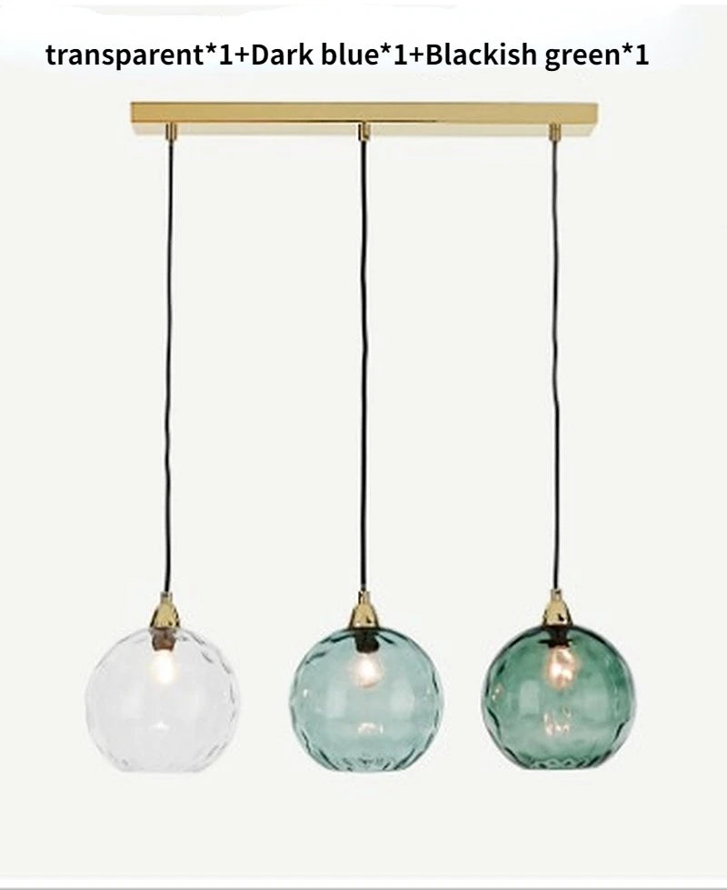 Lustre boule de verre coloré nordique lampes suspendues moderne Grain d'eau Restaurant cuisine luminaire suspendu chambre lampe de chevet - vue 26 sur 29