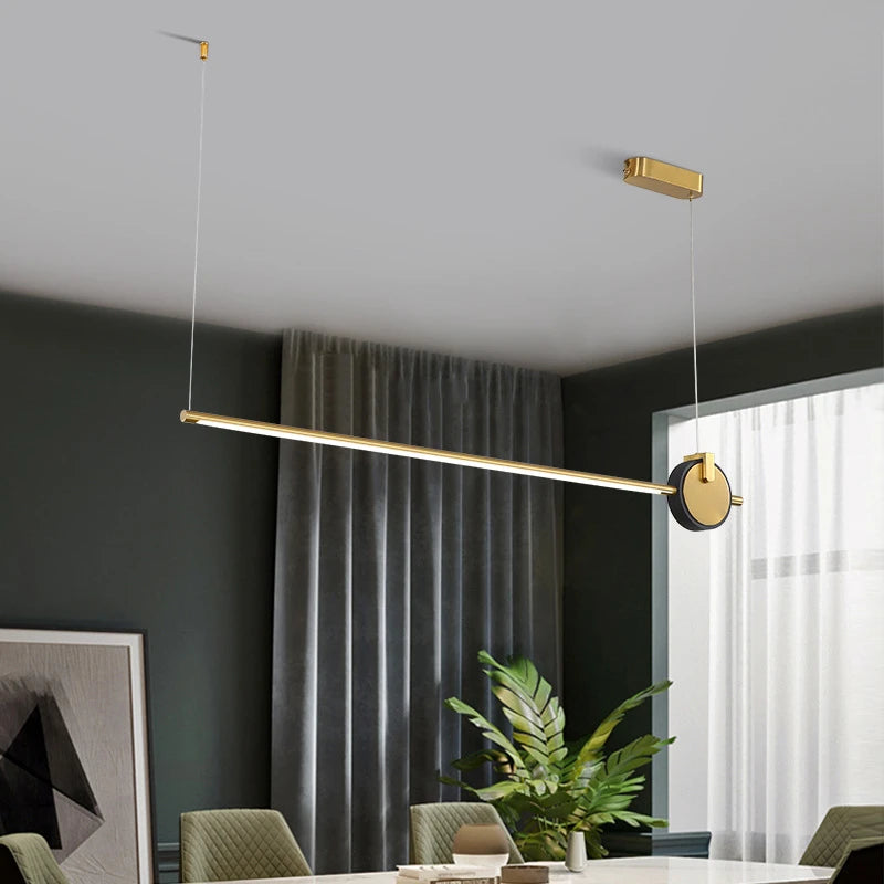 luminaire suspendu nordique simple longue bande déco maison - vue 3 sur 10