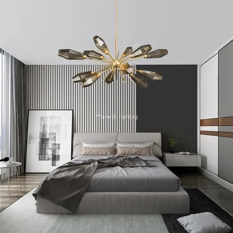 lustre minimaliste américain en verre post-moderne créatif - vue 6 sur 9