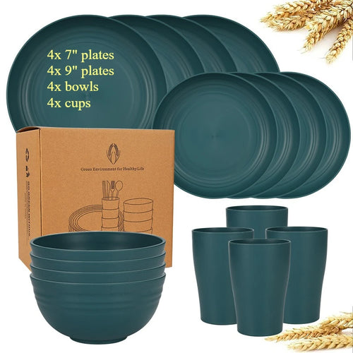 Service table paille de blé assiettes bols tasses