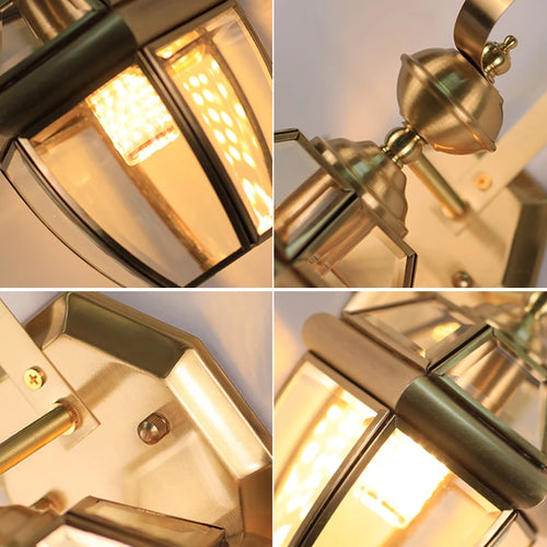 Applique extérieure Villa couloir or cuivre rétro luxe jardin extérieur mur jardin passerelle Simple balcon porte terrasse lampe - vue 6 sur 8